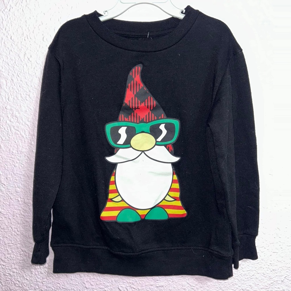 Well Worn Black Gnome Graphic Kids Sweatshirt